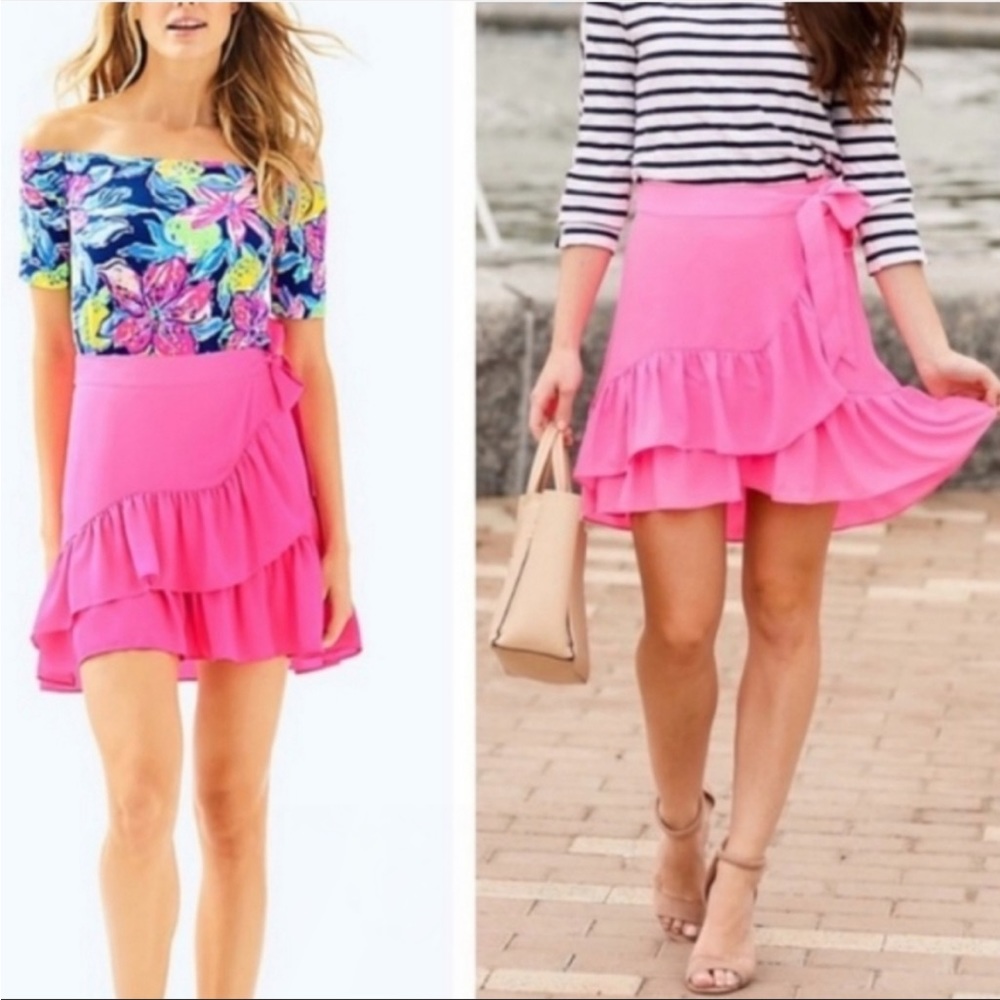Lilly Pulitzer Nessa Ruffle Hem Wrap Skirt Size 0